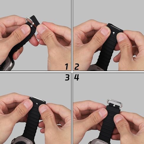 Watch Band Keepers, Silicone Band Loop Elastic Strap Fastener Replacement Parts for Smart Sport Watches (Black) in Saudi Arabia