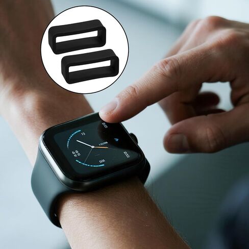 Watch Band Keepers, Silicone Band Loop Elastic Strap Fastener Replacement Parts for Smart Sport Watches (Black) in Saudi Arabia