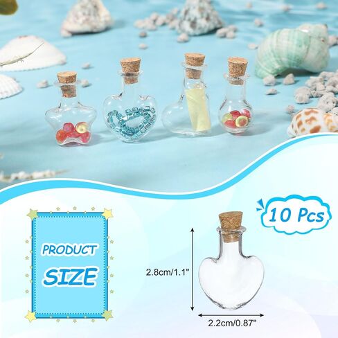 uxcell 10pcs Mini Glass Bottles with Cork Stoppers, Star-Shaped Glass Bottles Keychain, Wishing Bottle for DIY Decoration, Art, Gift, Cell Accessories in Saudi Arabia