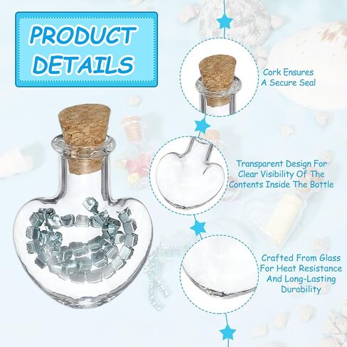 uxcell 10pcs Mini Glass Bottles with Cork Stoppers, Star-Shaped Glass Bottles Keychain, Wishing Bottle for DIY Decoration, Art, Gift, Cell Accessories in Saudi Arabia