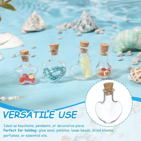 uxcell 10pcs Mini Glass Bottles with Cork Stoppers, Star-Shaped Glass Bottles Keychain, Wishing Bottle for DIY Decoration, Art, Gift, Cell Accessories in Saudi Arabia