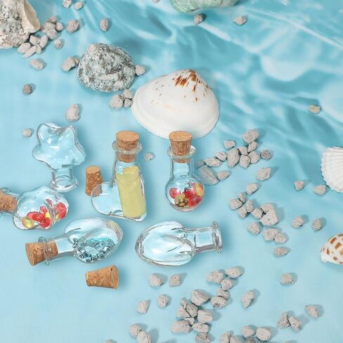 uxcell 10pcs Mini Glass Bottles with Cork Stoppers, Star-Shaped Glass Bottles Keychain, Wishing Bottle for DIY Decoration, Art, Gift, Cell Accessories in Saudi Arabia