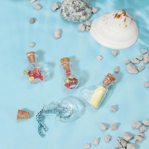 uxcell 10pcs Mini Glass Bottles with Cork Stoppers, Star-Shaped Glass Bottles Keychain, Wishing Bottle for DIY Decoration, Art, Gift, Cell Accessories in Saudi Arabia