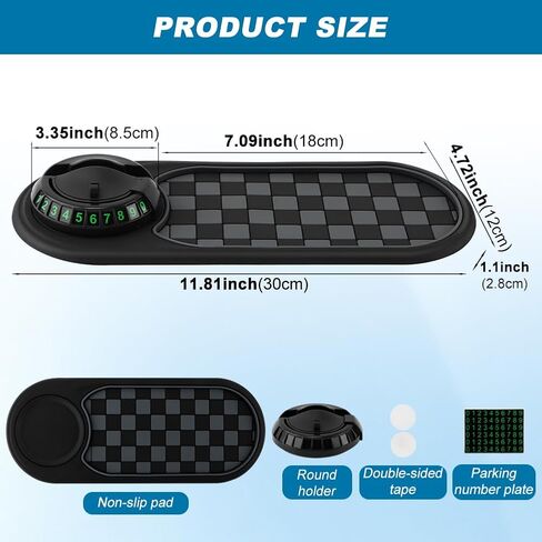 Multifunction Car Anti-Slip Mat, Car Dashboard Mobile Phone Holder, Anti Slip Mat Phone Holder and Temporary Parking Number Pad - Secure Storage for Sunglasses, Keys, Gadgets in Saudi Arabia