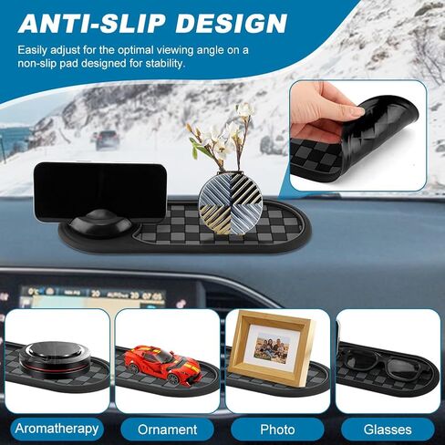 Multifunction Car Anti-Slip Mat, Car Dashboard Mobile Phone Holder, Anti Slip Mat Phone Holder and Temporary Parking Number Pad - Secure Storage for Sunglasses, Keys, Gadgets in Saudi Arabia