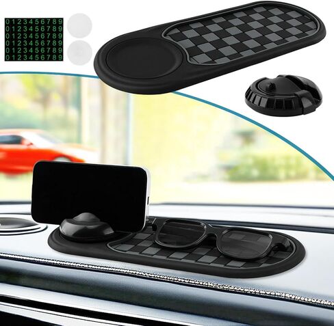 Multifunction Car Anti-Slip Mat, Car Dashboard Mobile Phone Holder, Anti Slip Mat Phone Holder and Temporary Parking Number Pad - Secure Storage for Sunglasses, Keys, Gadgets in Saudi Arabia