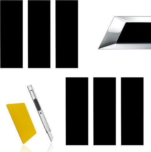 6pcs غير لامع أسود DIY Bowtie Emblem Proplay شارات-ملصقات لفائف فينيل شاملة لشعار Chevy (11.8 "× 4")-أسود in Kuwait