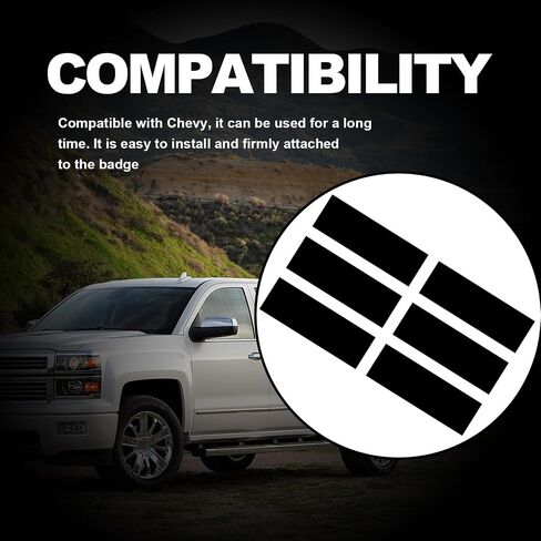 6pcs غير لامع أسود DIY Bowtie Emblem Proplay شارات-ملصقات لفائف فينيل شاملة لشعار Chevy (11.8 "× 4")-أسود in Kuwait