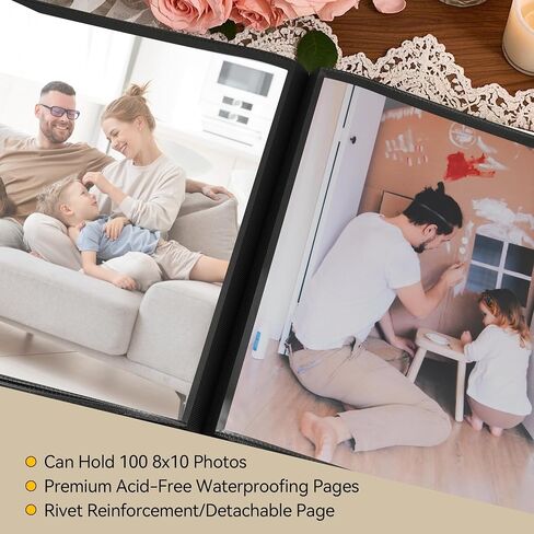 Photo Album 8x10 100 Photos, 100 Pockets Picture Album, Linen Fabric Cover Picture Book for Photos, 8x10 Photo Album Book for Wedding Travel Family Memories(Pink) in Saudi Arabia