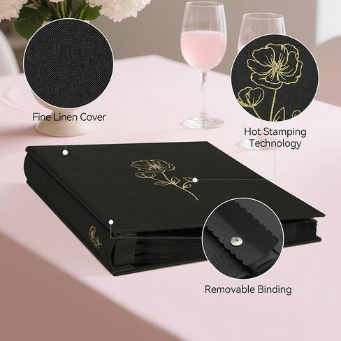 Photo Album 8x10 100 Photos, 100 Pockets Picture Album, Linen Fabric Cover Picture Book for Photos, 8x10 Photo Album Book for Wedding Travel Family Memories(Pink) in Saudi Arabia