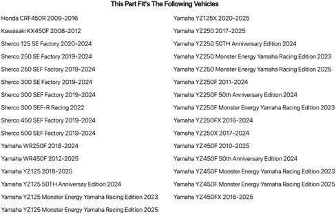 TUSK FORK BUTHING KIT COMPATION TING مع YAMAHA YZ250F 2011-2024/YZ450F 2010-2025/YZ250X 2017-2024 in Kuwait