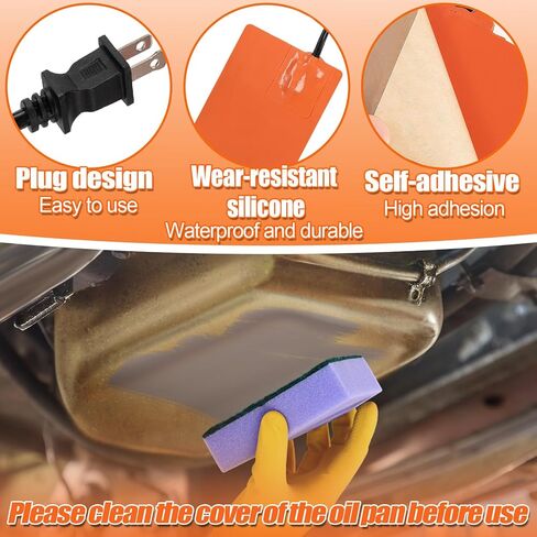 Silicone Pad Heater - 2 * 5in Car Engine Oil Pan Heater with 194°F Thermal Protector & 68" Power Cord, Self-adhesive Warmer for Automotive (120V 50W) 2pcs in Saudi Arabia