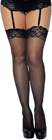 Syhood 2 Pairs Women's Lace Top Thigh High Sheer Stockings, Thigh Highs for women in Saudi Arabia