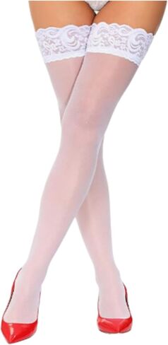 Syhood 2 Pairs Women's Lace Top Thigh High Sheer Stockings, Thigh Highs for women in Saudi Arabia