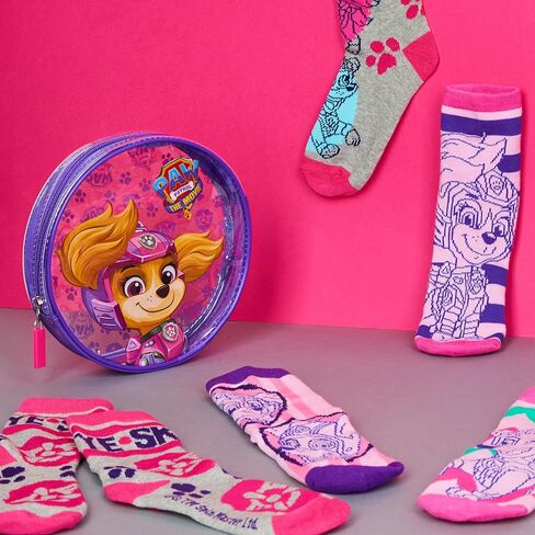 Paw Patrol Girls Calf Socks, Soft Breathable Kids Socks Pack of 5 - Girls Gifts (Purple/Pink, 7/8.5 US) in Saudi Arabia