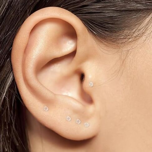 16G مسطح الظهر أقراط صافية للرياضة أنف ترصيع البلاستيك البلاستيك tragus conch arics arcers monroe medusa lip rings stud labret percing المجوهرات لجراحة العمل 6 مم -8 ملم in Kuwait