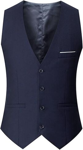 Ctreela Men Suit Vest Waistcoat Plain Business Formal Occasion Sleeveless V Neck Vests for Tuxedo Wedding Party M-5XL in Saudi Arabia