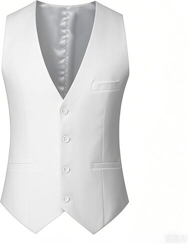 Ctreela Men Suit Vest Waistcoat Plain Business Formal Occasion Sleeveless V Neck Vests for Tuxedo Wedding Party M-5XL in Saudi Arabia
