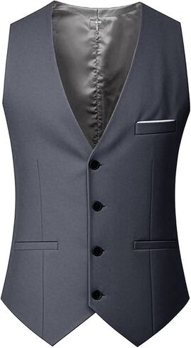 Ctreela Men Suit Vest Waistcoat Plain Business Formal Occasion Sleeveless V Neck Vests for Tuxedo Wedding Party M-5XL in Saudi Arabia