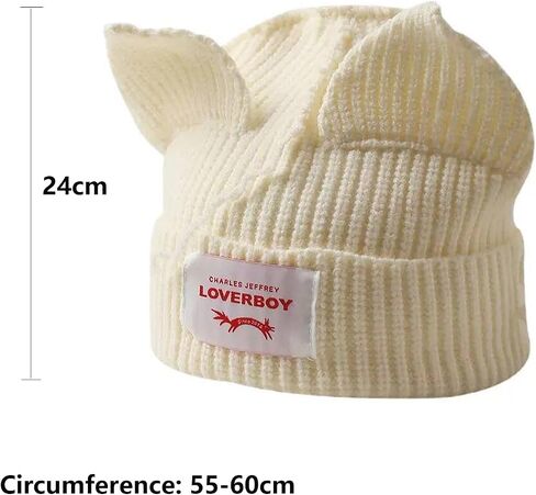 Knitted Beanie Hat for Women Men Cute Bunny Long Ear Hat Slouchy Cat Ear Hat Crochet Fluffy Winter Warm Rabbit Y2k Skull Cap in Saudi Arabia
