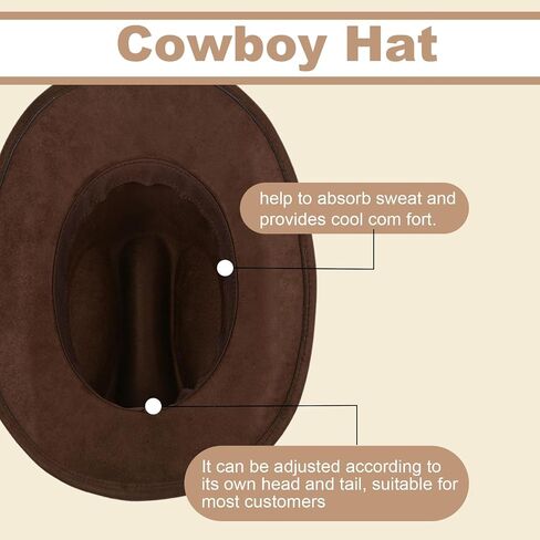Cowboy Hat for Women and Men, Women Men Classic Felt Wide Brim Western Cowboy Cowgirl Hat with Belt Buckle(Brown) in Saudi Arabia