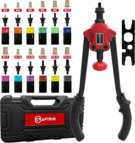 Rivet Nut Tool Kit,14-Inch Rivnut Tool Kit with 12 Metric and SAE Mandrels, 180Pcs Rivet nut Assortment Kit, Designed for Labour Saving in Saudi Arabia