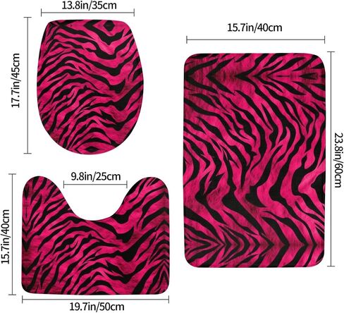 سجاد الحمام مجموعات 3 قطعة سجادة الحمار الوحشي النمر النمر الوردي الحصير الحمام المطبوعة الحمام ديكور السجاد الاستحمام in Kuwait
