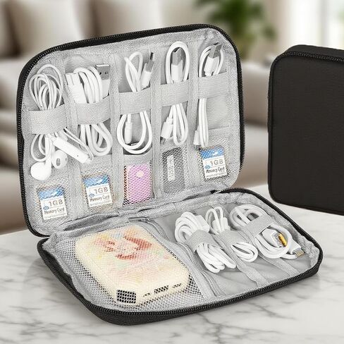 Slim Tech Gear Organizer - Multi-Layer Storage Pouch for Chargers, Cables & Small Electronics - Compact Travel Case in Saudi Arabia
