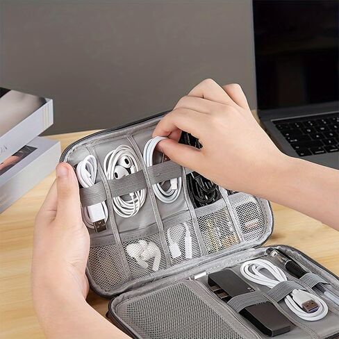 Slim Tech Gear Organizer - Multi-Layer Storage Pouch for Chargers, Cables & Small Electronics - Compact Travel Case in Saudi Arabia