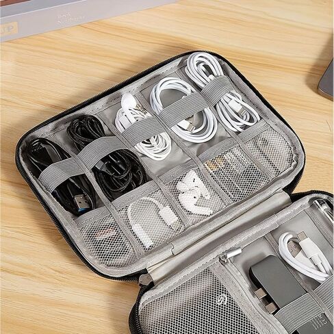 Slim Tech Gear Organizer - Multi-Layer Storage Pouch for Chargers, Cables & Small Electronics - Compact Travel Case in Saudi Arabia