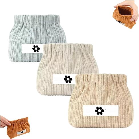 Corduroy Elastic Hair Tie Organizer,Corduroy Elastic Storage Bag for Purse,Elastics Storage Bags for Purse,Corduroys Hair Tie Pouch,Portable Travel (A) in Saudi Arabia