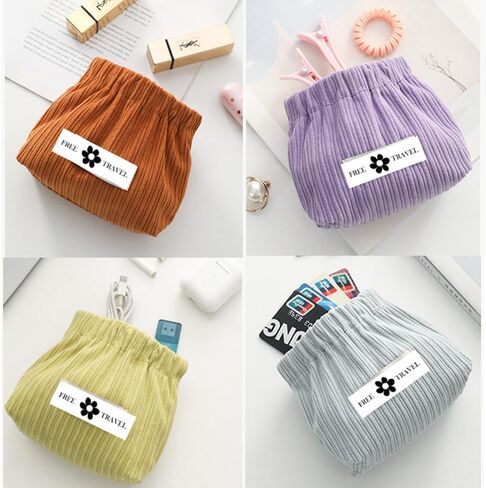 Corduroy Elastic Hair Tie Organizer,Corduroy Elastic Storage Bag for Purse,Elastics Storage Bags for Purse,Corduroys Hair Tie Pouch,Portable Travel (A) in Saudi Arabia