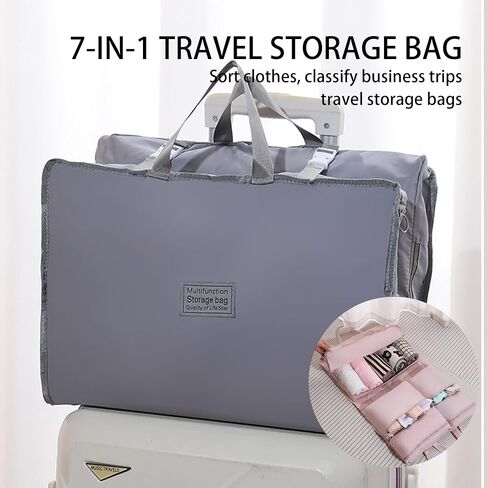 7 Set Packing Cubes Luggage Packing Organizers for Travel Accessories,Clothing Underwear Bag,Multi-layer storage bag,Hanging Pack-ing Cube, Foldable Travel Organizer grey in Saudi Arabia