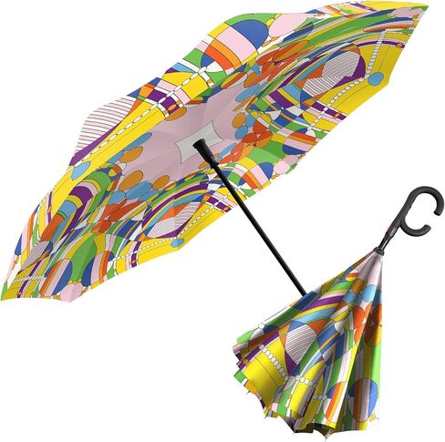 RainCaper Reverse Inverted (inside-out) Windproof Fine Art Reverse-opening Upside Down Umbrella with C-shaped Handsfree Handle Umbrella in Saudi Arabia