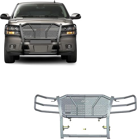 Black Horse Rugged Heavy Duty Grille Brush Bumper Guard Modular Black Compatible with 2007-2014 Chevrolet Tahoe|2007-2014 Chevrolet Suburban 1500|2007-2013 Chevrolet Avalanche-RU-CHTA07-B in Saudi Arabia