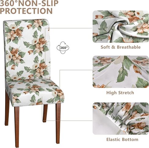 Dining Room Chair Covers,Soft Removable Washable,Dining Room Chair Covers Set of 4,Printed,Floral Pattern,Pet Friendly Furniture Protector Seat Cover,Universal Fit for Hotel (Flower-BB, 4PC) in Kuwait