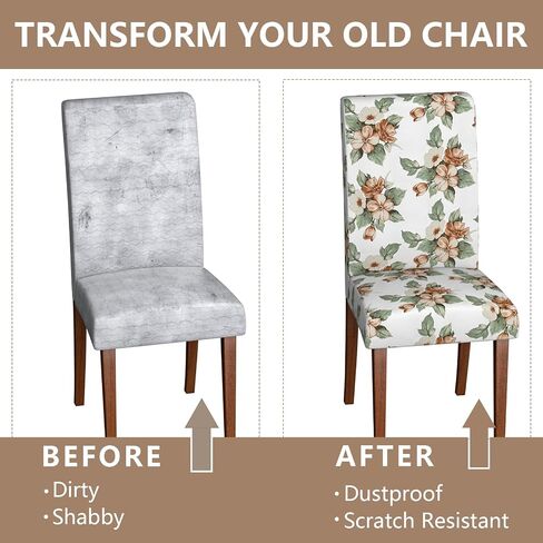 Dining Room Chair Covers,Soft Removable Washable,Dining Room Chair Covers Set of 4,Printed,Floral Pattern,Pet Friendly Furniture Protector Seat Cover,Universal Fit for Hotel (Flower-BB, 4PC) in Kuwait