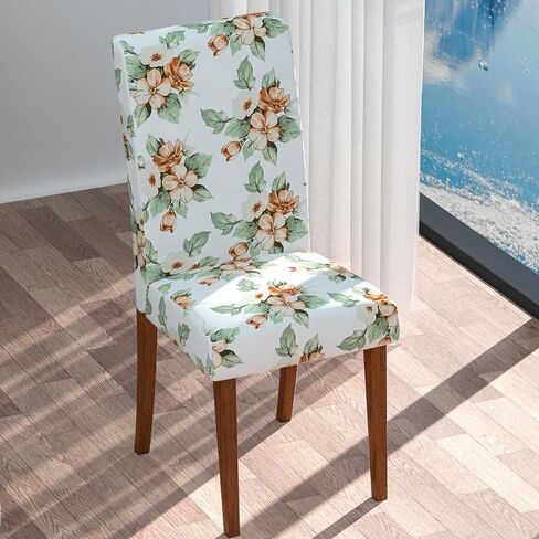 Dining Room Chair Covers,Soft Removable Washable,Dining Room Chair Covers Set of 4,Printed,Floral Pattern,Pet Friendly Furniture Protector Seat Cover,Universal Fit for Hotel (Flower-BB, 4PC) in Kuwait