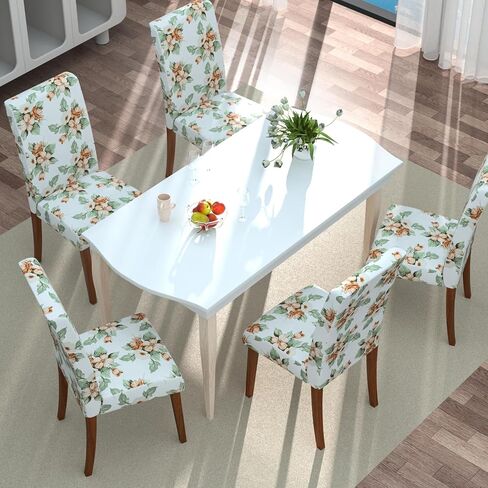 Dining Room Chair Covers,Soft Removable Washable,Dining Room Chair Covers Set of 4,Printed,Floral Pattern,Pet Friendly Furniture Protector Seat Cover,Universal Fit for Hotel (Flower-BB, 4PC) in Kuwait