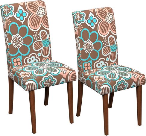 Dining Room Chair Covers,Soft Removable Washable,Dining Room Chair Covers Set of 4,Printed,Floral Pattern,Pet Friendly Furniture Protector Seat Cover,Universal Fit for Hotel (Flower-BB, 4PC) in Kuwait