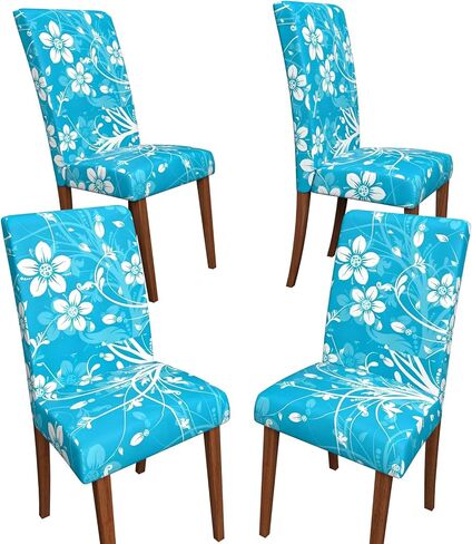 Dining Room Chair Covers,Soft Removable Washable,Dining Room Chair Covers Set of 4,Printed,Floral Pattern,Pet Friendly Furniture Protector Seat Cover,Universal Fit for Hotel (Flower-BB, 4PC) in Kuwait