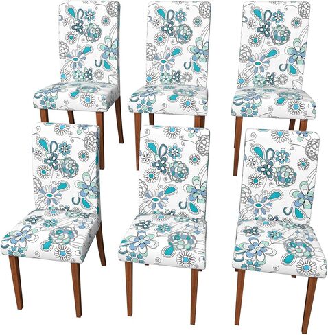 Dining Room Chair Covers,Soft Removable Washable,Dining Room Chair Covers Set of 4,Printed,Floral Pattern,Pet Friendly Furniture Protector Seat Cover,Universal Fit for Hotel (Flower-BB, 4PC) in Kuwait