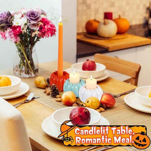 Honeydak 6 PCS Pumpkin Tealight Candle Holders مجموعة راتنج 2 في 1 Candlestick Base Base Orange Pumpkin Candlestick Absolds for Bailar & Taper Candles Table Concerce Fall Decor in Saudi Arabia