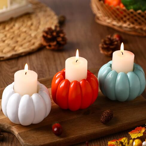 Honeydak 6 PCS Pumpkin Tealight Candle Holders مجموعة راتنج 2 في 1 Candlestick Base Base Orange Pumpkin Candlestick Absolds for Bailar & Taper Candles Table Concerce Fall Decor in Saudi Arabia
