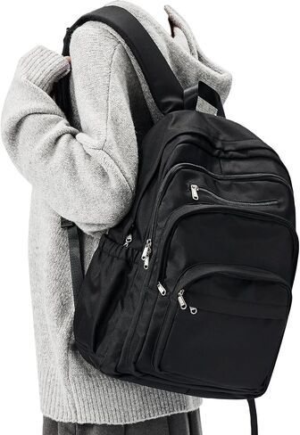 Black College Backpack For Women Men,Lightweight High School Bag,School Backpack With Lots Of Pockets,Cute Bookbag For Teens Boys Girls,Casual Daypack Backpack For School in Saudi Arabia