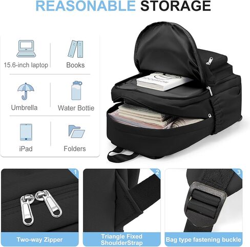 Black College Backpack For Women Men,Lightweight High School Bag,School Backpack With Lots Of Pockets,Cute Bookbag For Teens Boys Girls,Casual Daypack Backpack For School in Saudi Arabia