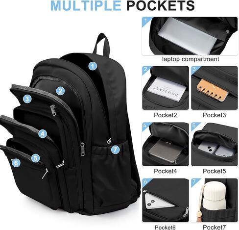 Black College Backpack For Women Men,Lightweight High School Bag,School Backpack With Lots Of Pockets,Cute Bookbag For Teens Boys Girls,Casual Daypack Backpack For School in Saudi Arabia