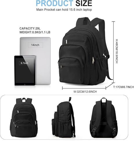 Black College Backpack For Women Men,Lightweight High School Bag,School Backpack With Lots Of Pockets,Cute Bookbag For Teens Boys Girls,Casual Daypack Backpack For School in Saudi Arabia