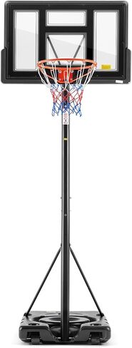 Sweetcrispy Portable Basketball Hoop Outdoor 4.2-10ft Adjustable Height for Kids/Youth/Adult, 44 Inch Shatterproof Backboard/Shock Absorbent Rim, Fillable Base, 2 Wheels for Backyard/Driveway in Saudi Arabia