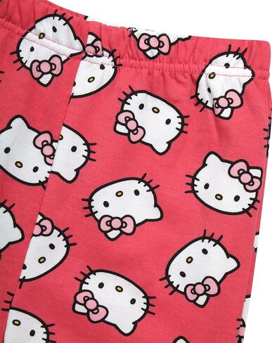 Hello Kitty Girls' Pants Set - 2 Piece Crewneck Sweatshirt and Fleece Pants - Matching Outfit for Girls (2T-12), Size 5-6, White/Aurora Pink in Kuwait